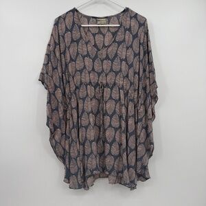 Napua Collection Top Women OS Gray Pink Hawaiian Cover Up Tunic Tropical